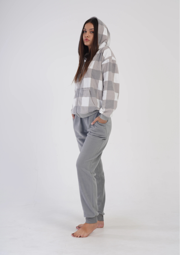 Piżama Damska Polarowa Classic Warm, Szary, r. S-XL