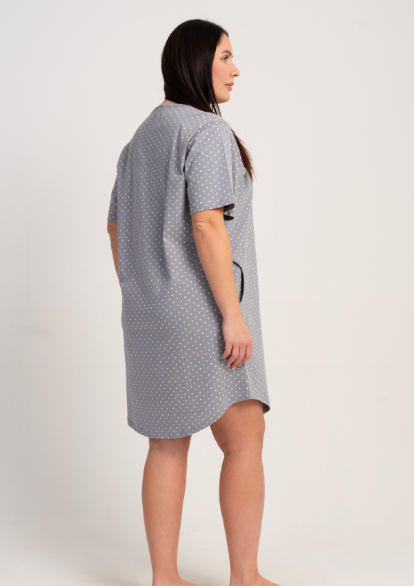 Koszula Nocna Damska Vienetta Cat Comfort, Szary, r. 1XL - 4XL