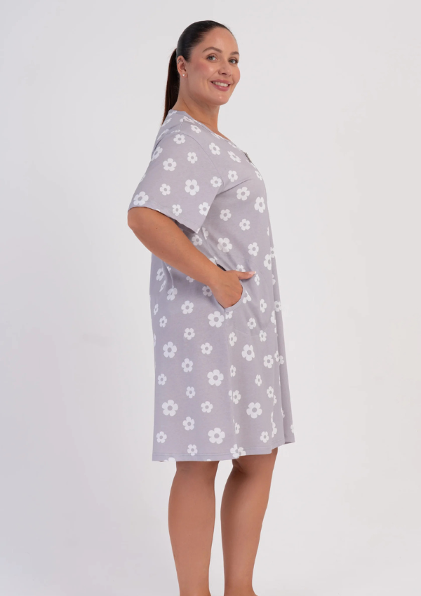 Szlafrok damski Vienetta Silver Blossom, Szary, r. 1XL-4XL