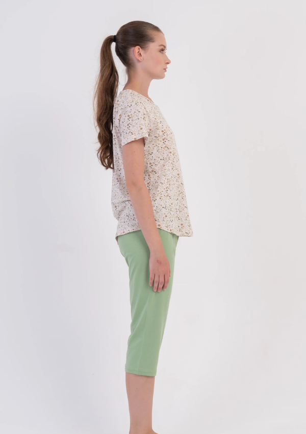 Piżama Damska Vienetta Mint Blossom, Zielony, r. M-XXL