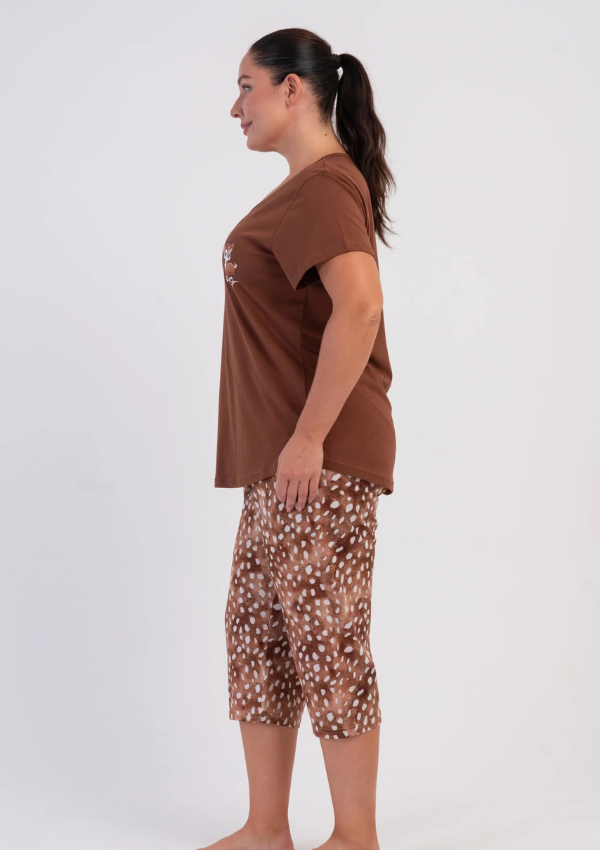 Piżama Damska Vienetta Chestnut Deer, Brązowy, r. 1XL-4XL