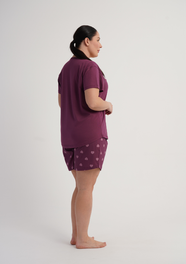 Piżama Damska Vienetta Plum Hearts, Bordowy, r. 1XL-4XL