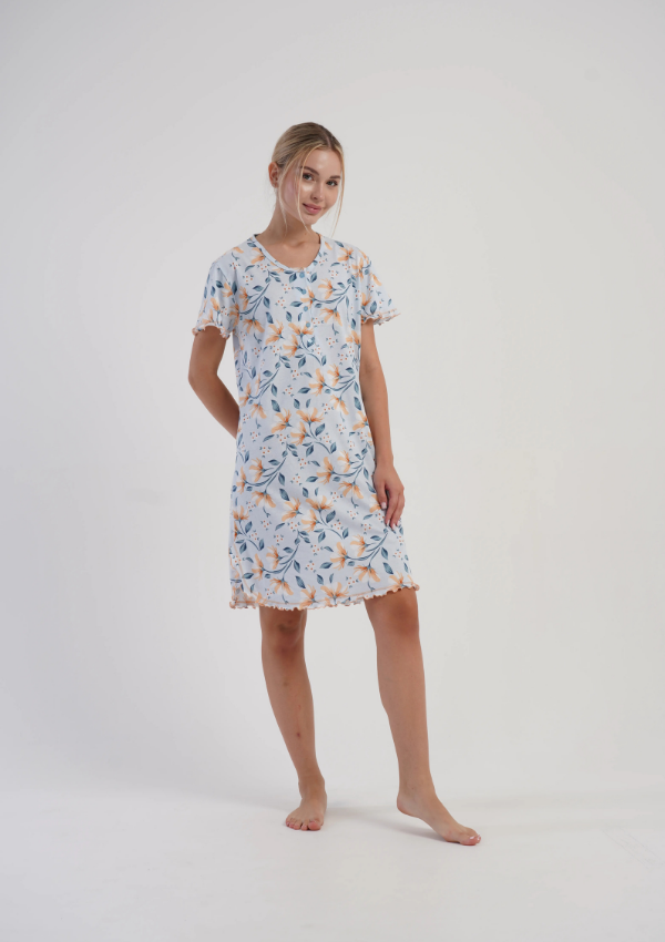 Koszula Nocna Vienetta Floral Dream, Niebieski, r. M-XXL