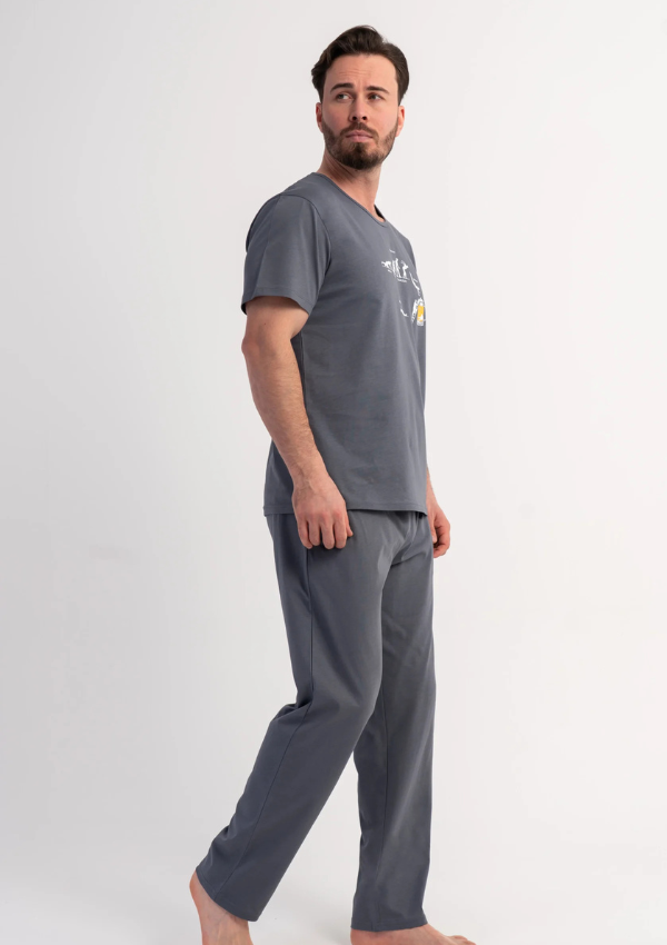 Piżama Męska Vienetta Gray Comfort, Szary, r. M-XXL