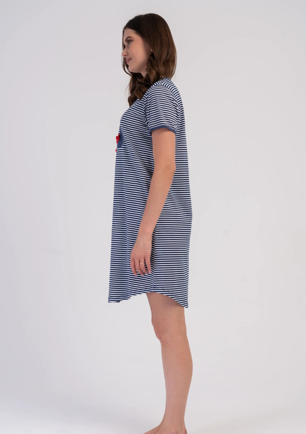 Koszula Nocna Vienetta Striped Ballet Charm, Granatowy, r. M-XXL