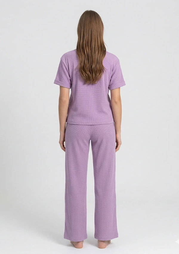 Piżama Damska Lilac Waffle, Fioletowy, r. M-XL