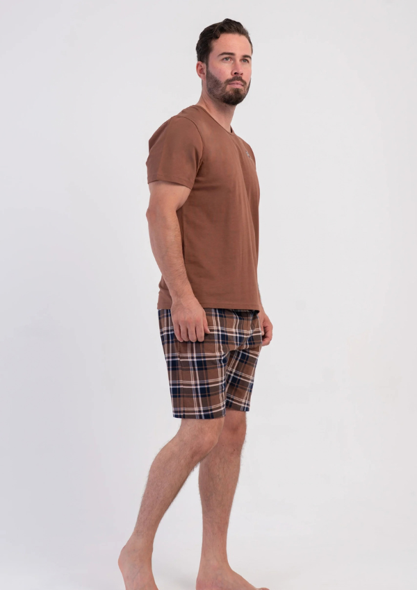 Piżama Męska Vienetta Mocha Navy, Brązowy, r. M-XXL