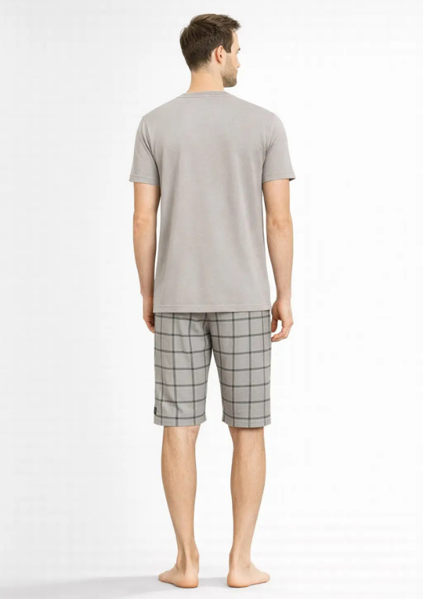Piżama Męska Grey Check Set, Szary, r. M-XL