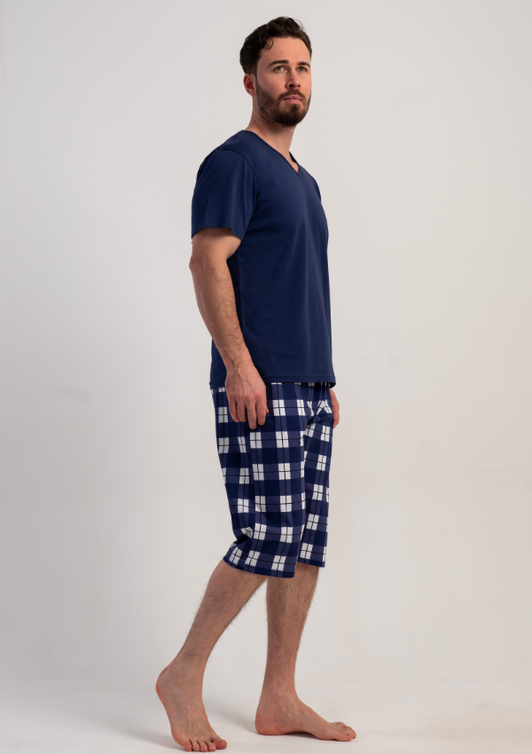 Piżama Męska Vienetta Navy Lounge, Granatowy, r. M-XXL