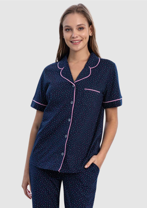 Piżama Damska Dot Harmony, Granatowy, r. M-XL