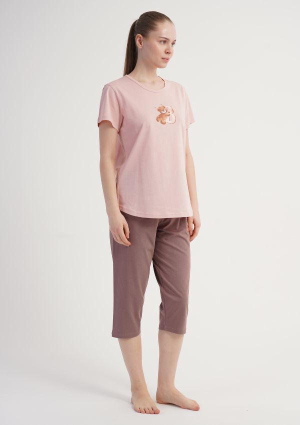 Piżama Damska Vienetta Bear Blush, Różowy, r. M-XXL