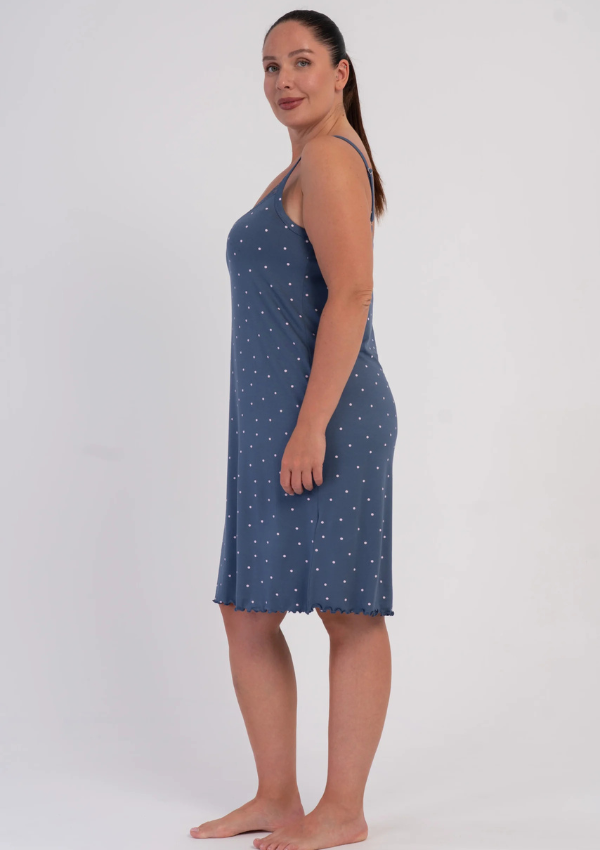 Koszula Nocna Damska Dots Lace, Niebieski, r. 1XL - 4XL