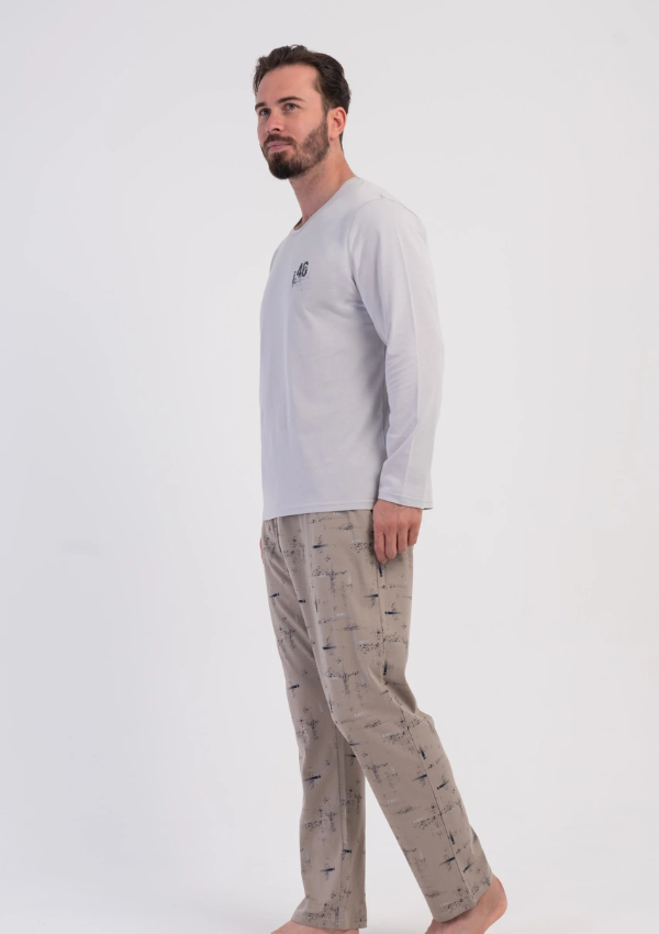 Piżama Męska Vienetta Stone Beige, Szary, r. M-XXL