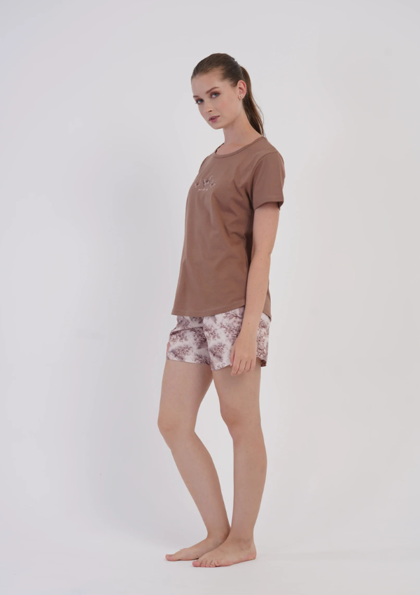 Piżama Damska Vienetta Cocoa Garden, Brązowy, S-XL
