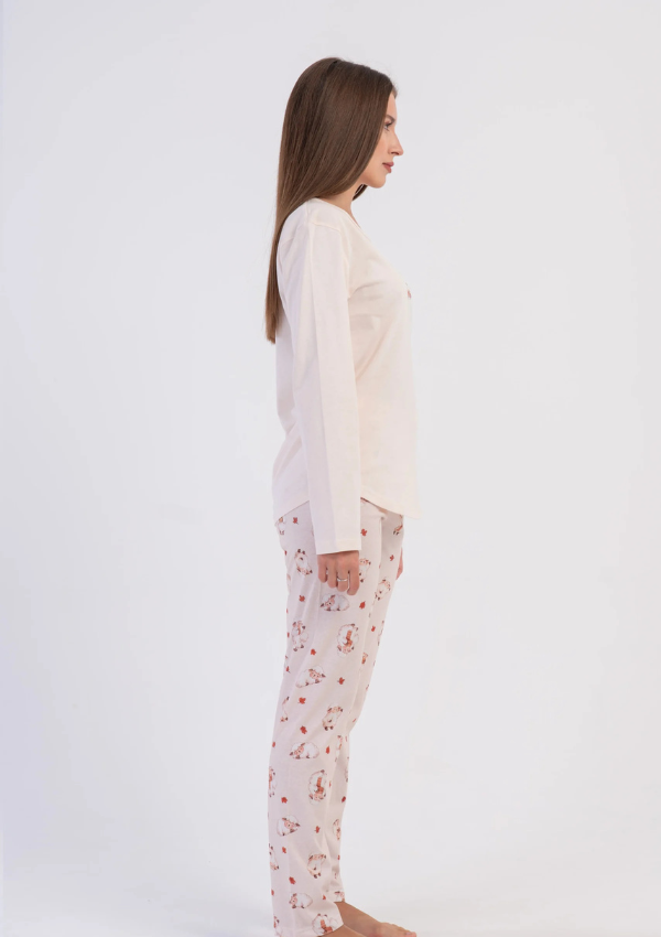 Piżama Damska Vienetta, Little Sheep, Ecru, r. S-XL