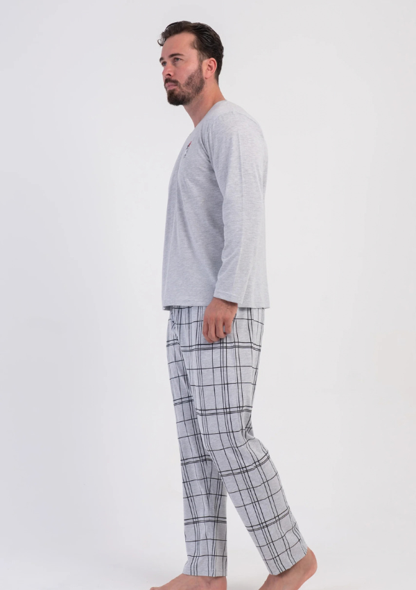 Piżama Męska Vienetta Black Grey, Szary, r. M-XXL