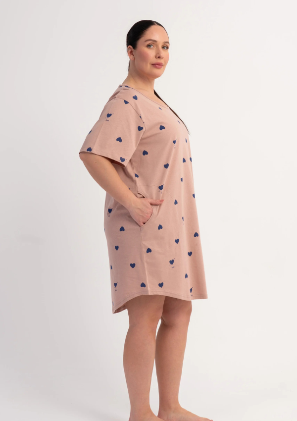 Koszula Nocna Damska Heart Blossom, Różowy, r. 1XL - 4XL