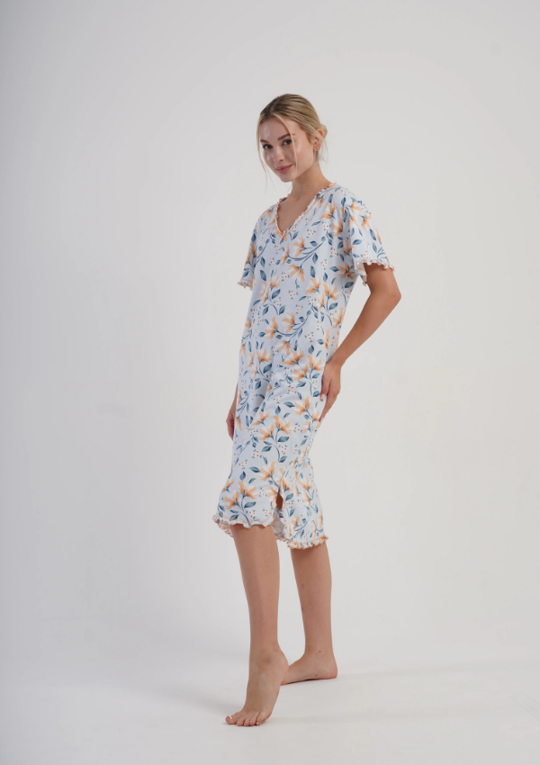 Koszula Nocna Vienetta Floral Dream, Niebieski, r. M-XXL