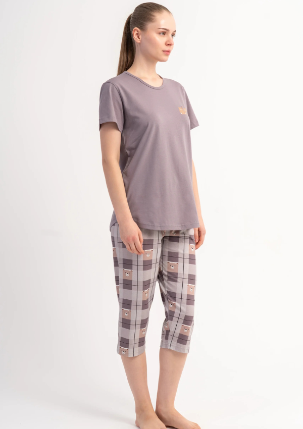 Piżama Damska Vienetta Lilac Bears, Liliowy, r. M-XXL