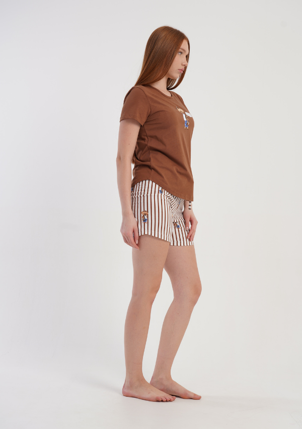 Piżama Damska Vienetta Honey Teddy, Brązowy, S -XL