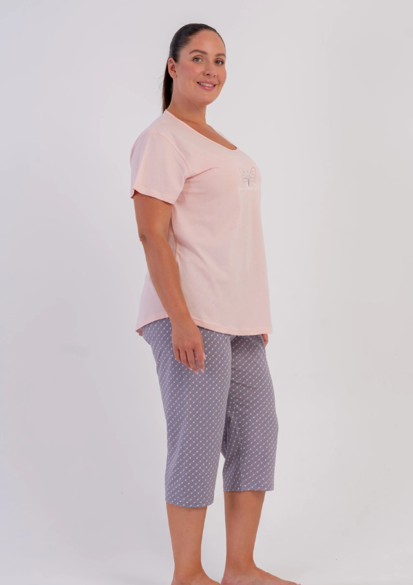 Piżama Damska Vienetta Mauve Butterfly, Różowy, r. 1XL-4XL