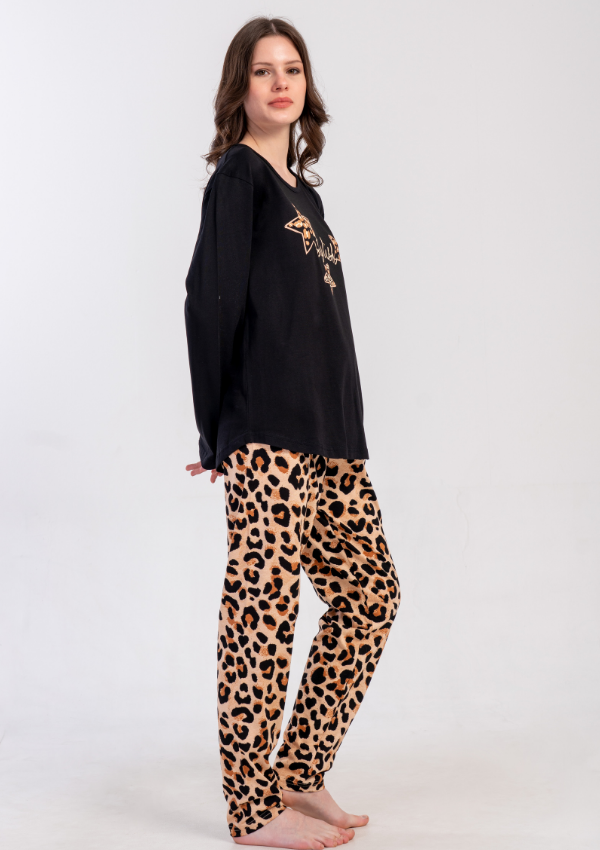 Piżama Damska Vienetta Wild Stellar, Czarny, r. 1XL-4XL