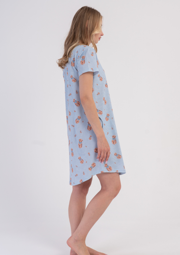 Koszula Nocna Vienetta Blue Teddy, Niebieski, r. M-XXL