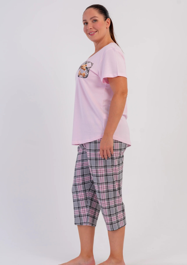 Piżama Damska Vienetta Pink Teddy, Różowy, r. 1XL-4XL
