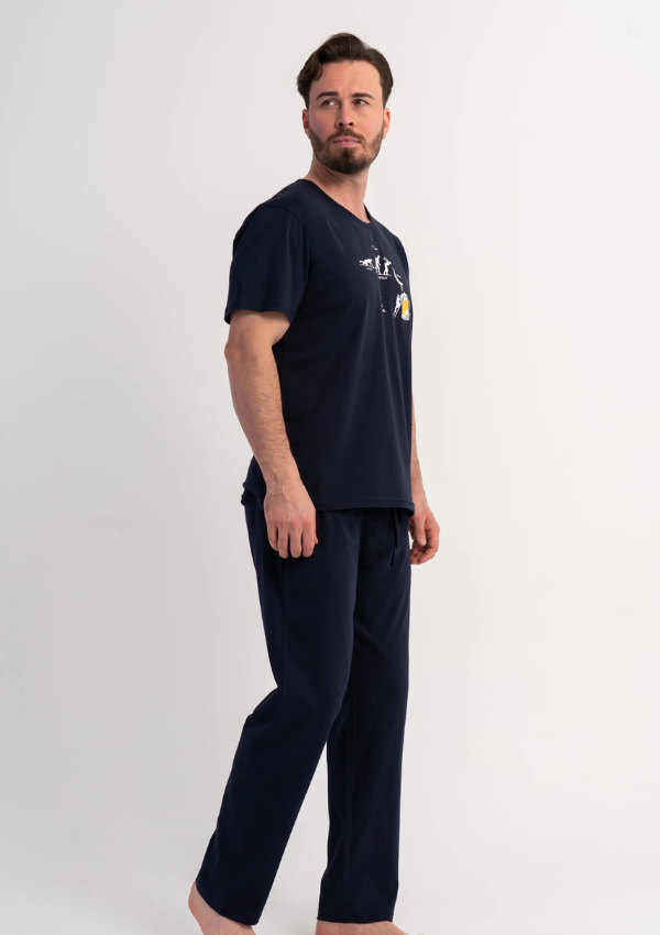 Piżama Męska Vienetta Navy Comfort, Granatowy, r. M-XXL