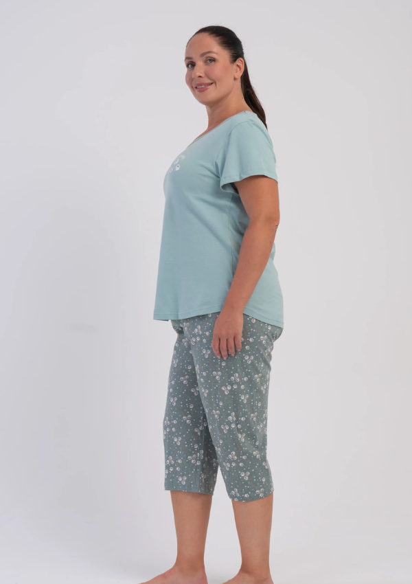 Piżama Damska Vienetta Floral Breeze, Zielony, r. 1XL-4XL
