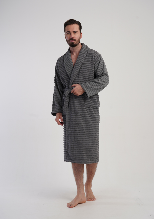 Szlafrok męski Vienetta Urban Loop, Szary, r. M-XXL