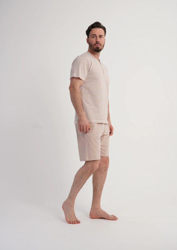 Piżama Męska Vienetta Stripe Relax, Beżowy, r. L-XXL