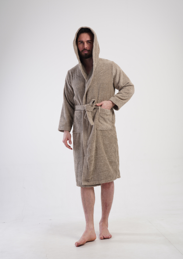 Szlafrok męski Vienetta Beige Vibes, Beżowy, r. L-XXL