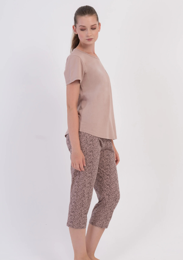 Piżama Damska Vienetta Cocoa Leopard, Beżowy, r. M-XXL