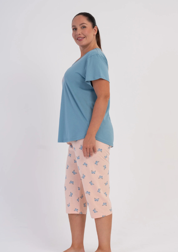 Piżama Damska Vienetta Butterfly Blush, Niebieski,, r. 1XL-4XL