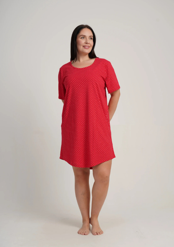 Koszula Nocna Damska Vienetta Red Hearts, Czerwony, r. 1XL - 4XL