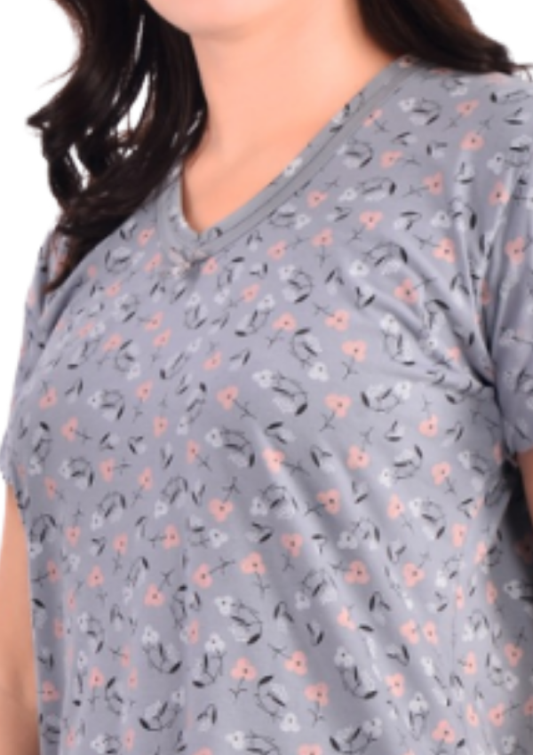 Koszula Nocna Grey Blossom, Szary, r. L - 3XL