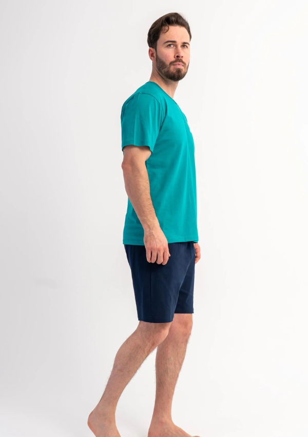 Piżama Męska Vienetta Bear Chill, Turkusowy, r. S-XL