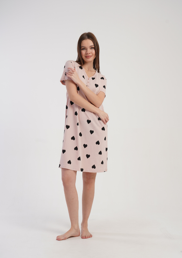 Koszula Nocna Vienetta Pink Hearts, Różowy, r. M-XXL