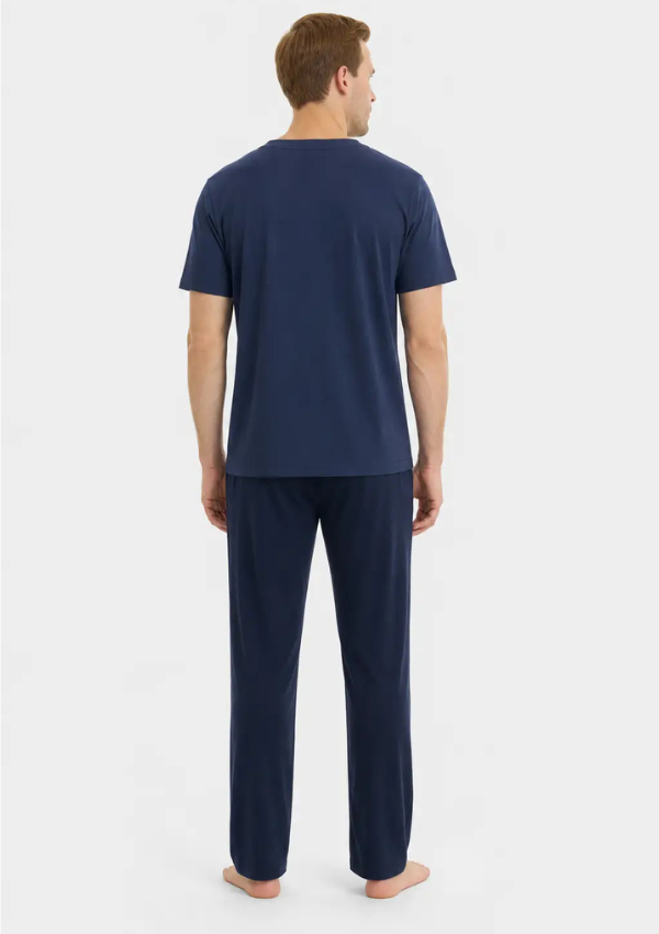 Piżama Męska Navy Classic, Granatowy, r. M-XL