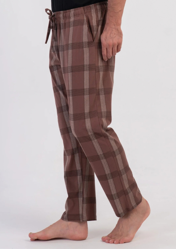 Spodnie męskie Vienetta Chestnut Plaid, Brązowy, r. 1XL-4XL
