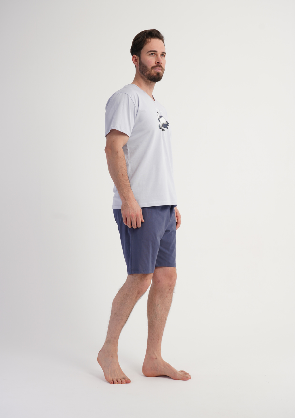 Piżama Męska Vienetta Panda Chill, Szary, r. S-XL