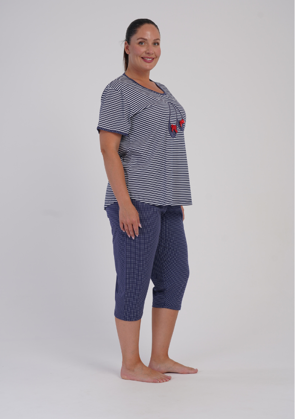 Piżama Damska Vienetta Ballet Dots, Granatowy, r. 1XL-4XL