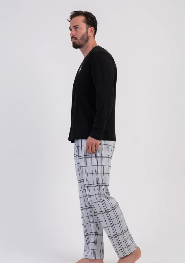 Piżama Męska Vienetta Black Grey, Czarny, r. M-XXL