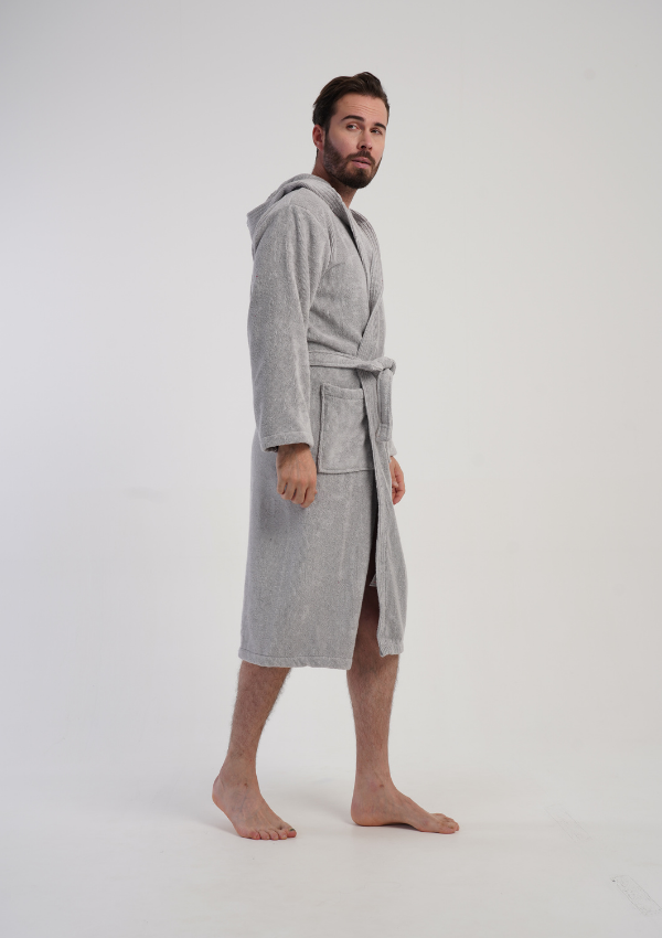 Szlafrok męski Vienetta Gray Night, Szary, r. M-XXL