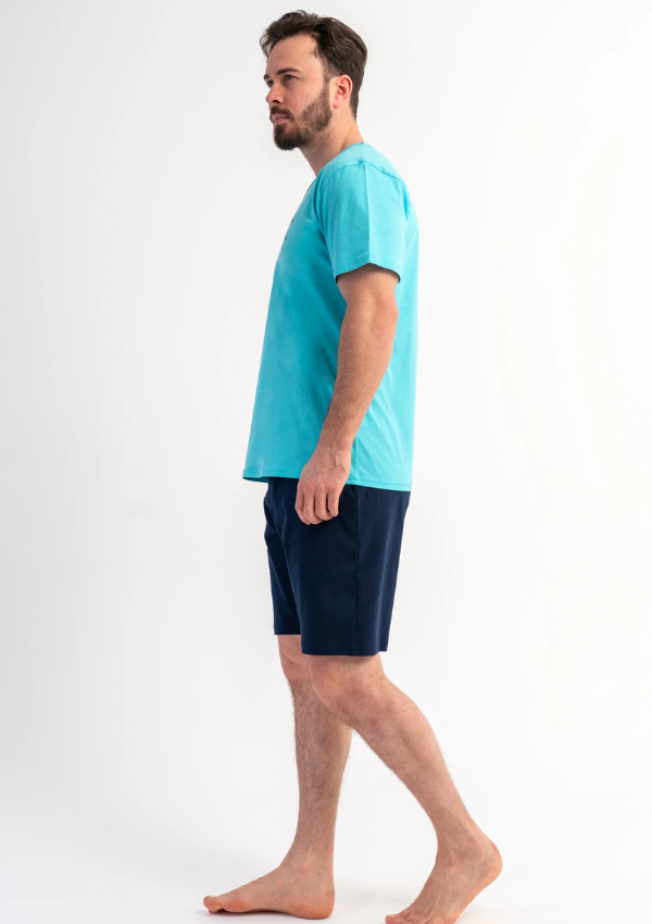 Piżama Męska Vienetta Mint Flight, Miętowy, r. S-XL