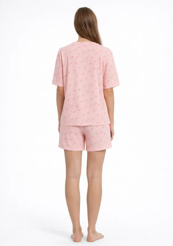 Piżama Damska Pink Heart Set, Różowy, M-XL