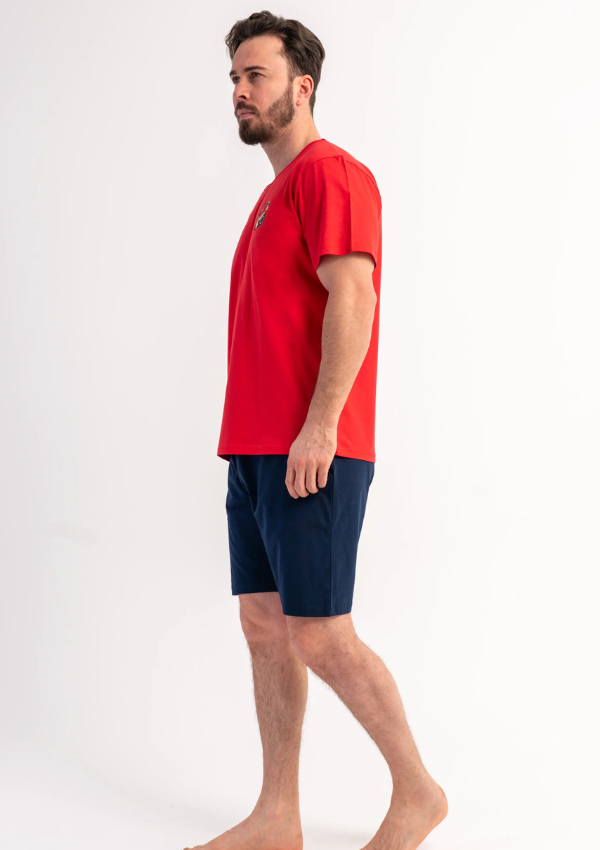 Piżama Męska Vienetta Red Ease, Czerwony, r. S-XL