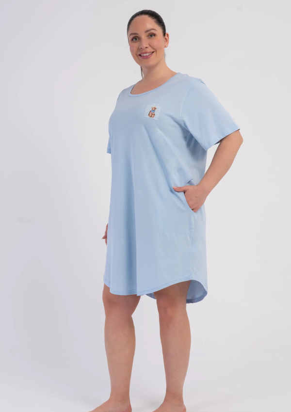 Koszula Nocna Damska Blue Teddy Harmony, Niebieski, r. 1XL - 4XL