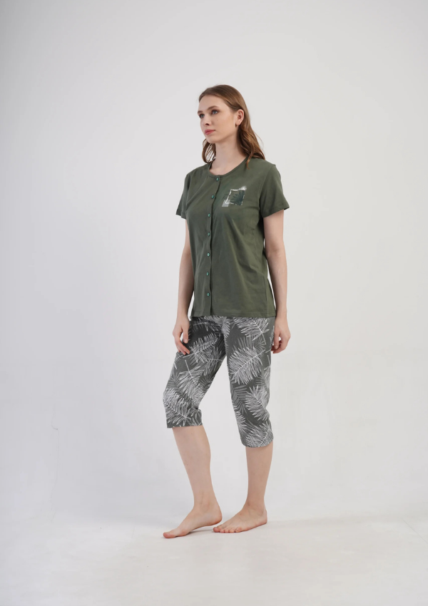 Piżama Damska Vienetta Olive Leaves, Zielony, r. L-XXL